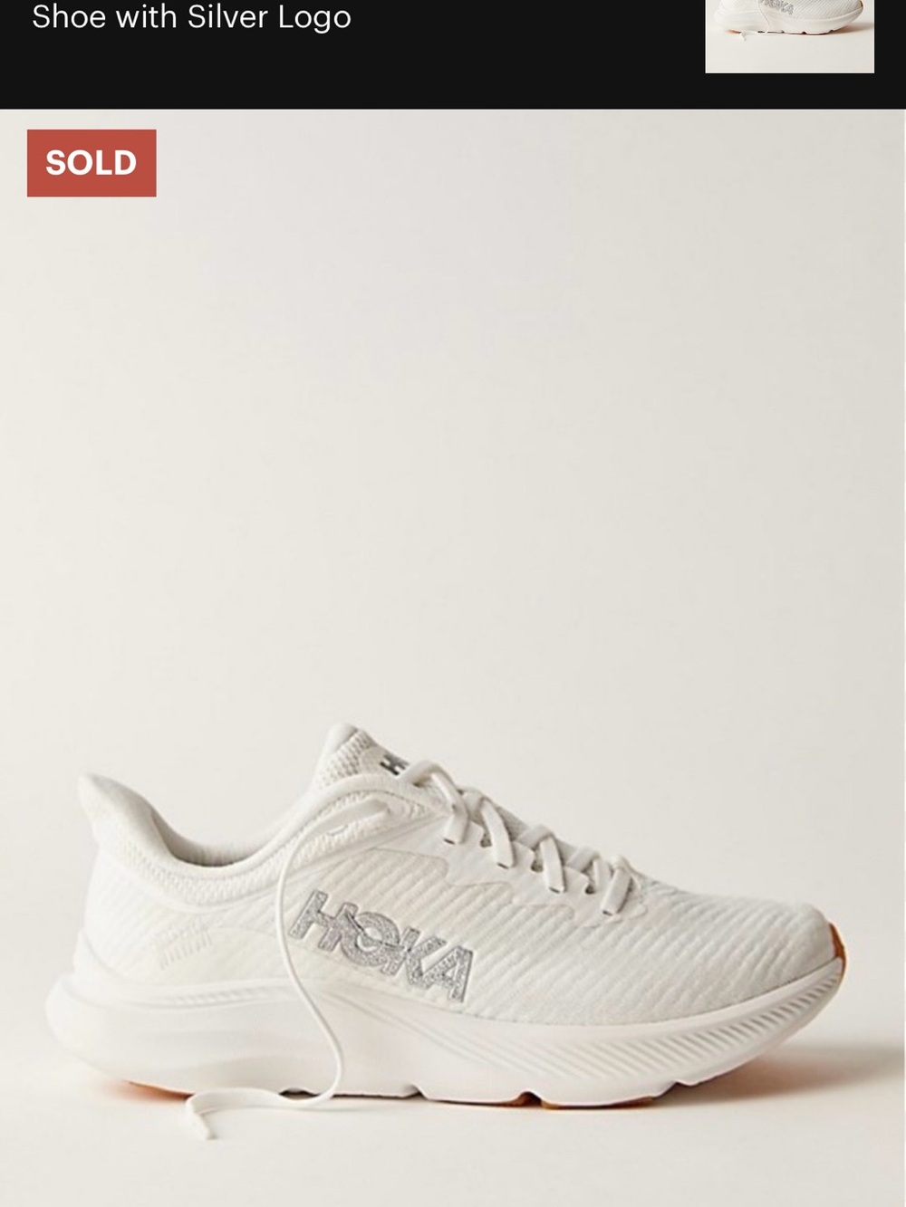 Hoka Women's White Athletic Running Shoe with Silver Logo